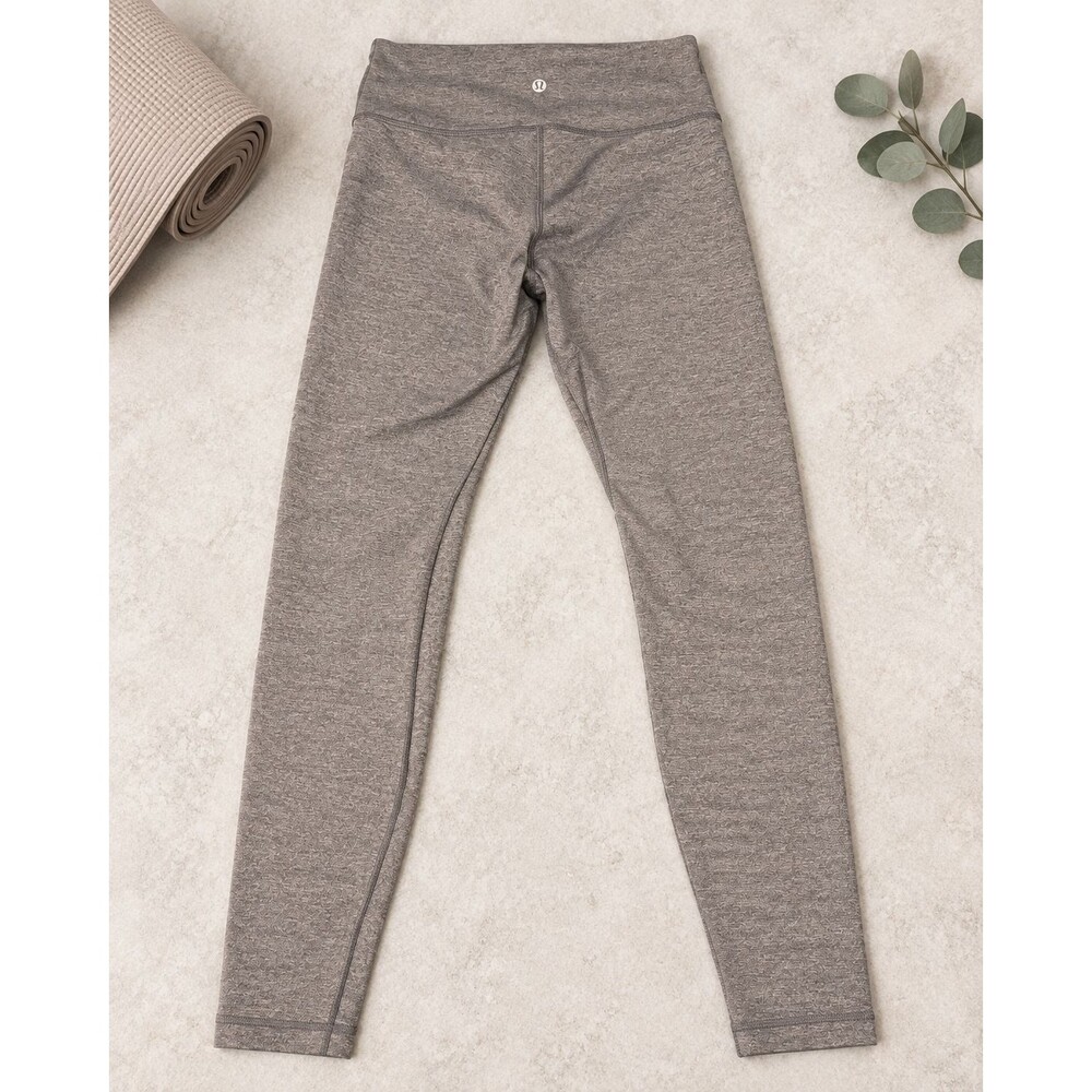 Lululemon Women's Leggings Size 8 Heathered Gray Full Length Nylon Lycra Stretch